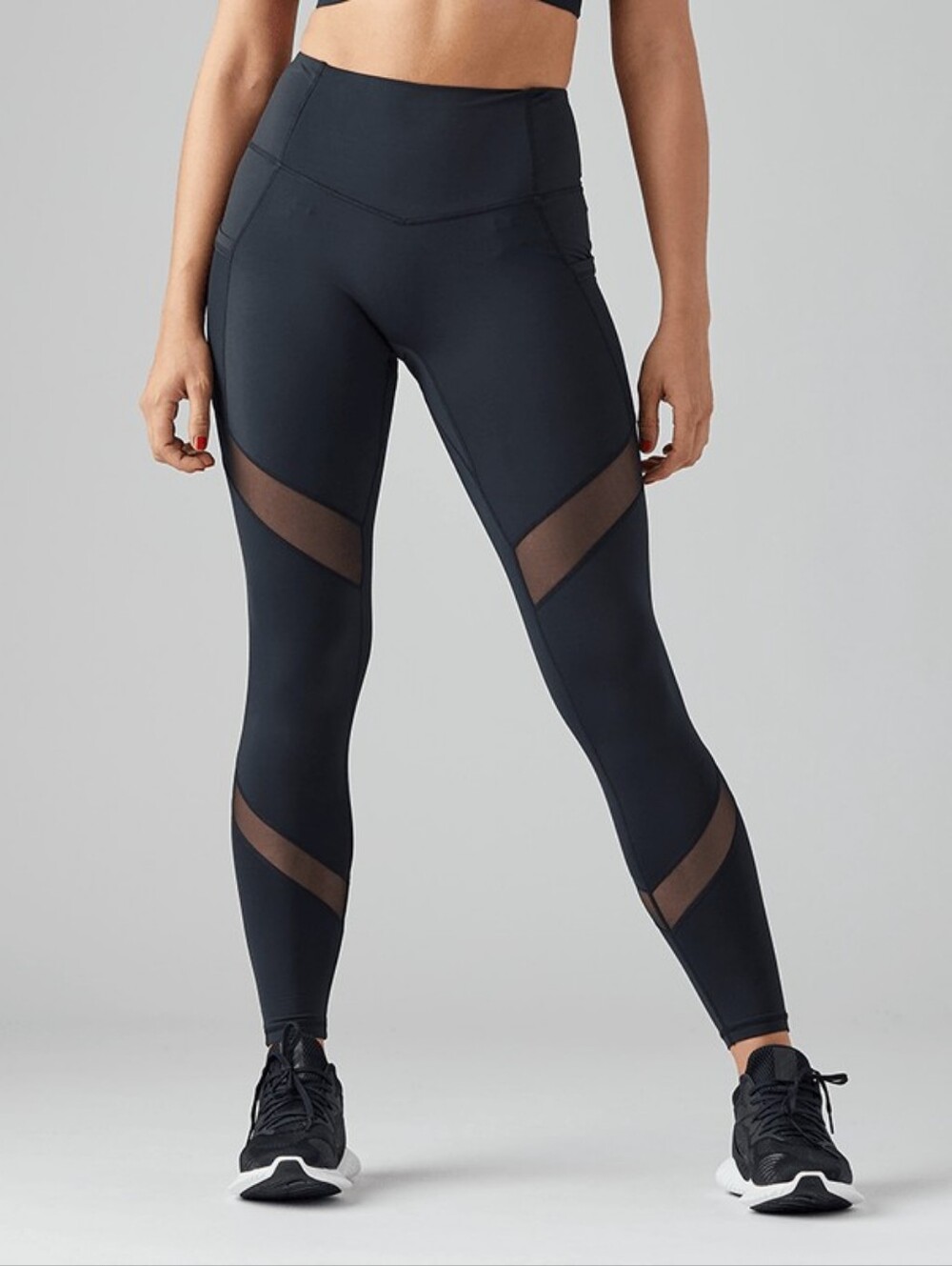Glyder Sculpt Leggings w/Mesh Inserts Size Large‎ Black High-Waisted Yoga